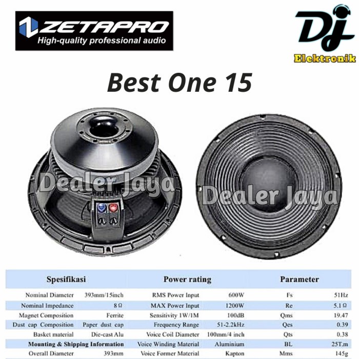 Speaker Komponen Zetapro BEST ONE 15 / BESTONE 15 - 15 inch