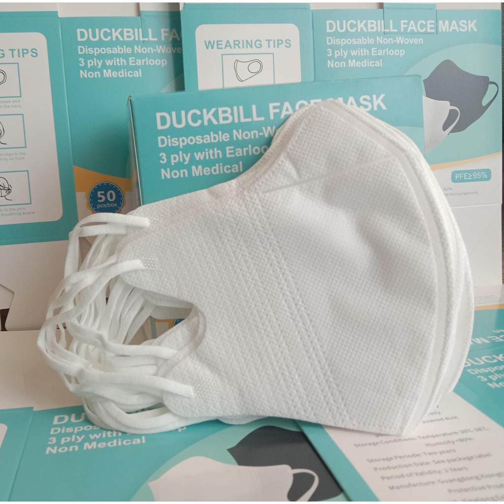 Masker Duckbill Import 3ply Earloop Disposable facemask isi 50pcs-1