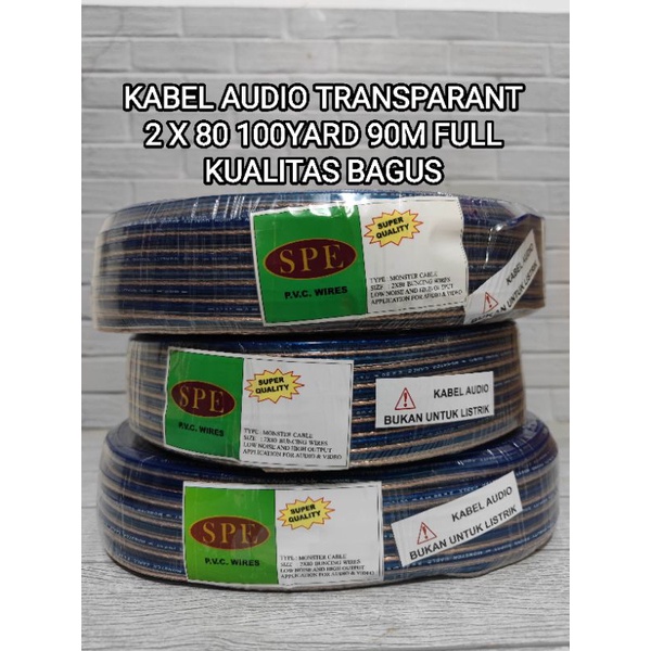 HARGA 1 ROLL Kabel AUDIO Transparant 2x80 100 YARD 90M FULL Kabel Audio LISTRIK TRANSPARAN KUALITAS BAGUS TERJAMIN