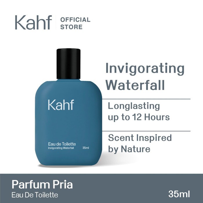 Kahf Invigorating Waterfall Eau de Toilette 35 ml - Parfum Minyak Wangi Pria Cowok Laki Laki Spray Aroma Aquatic Floral Segar