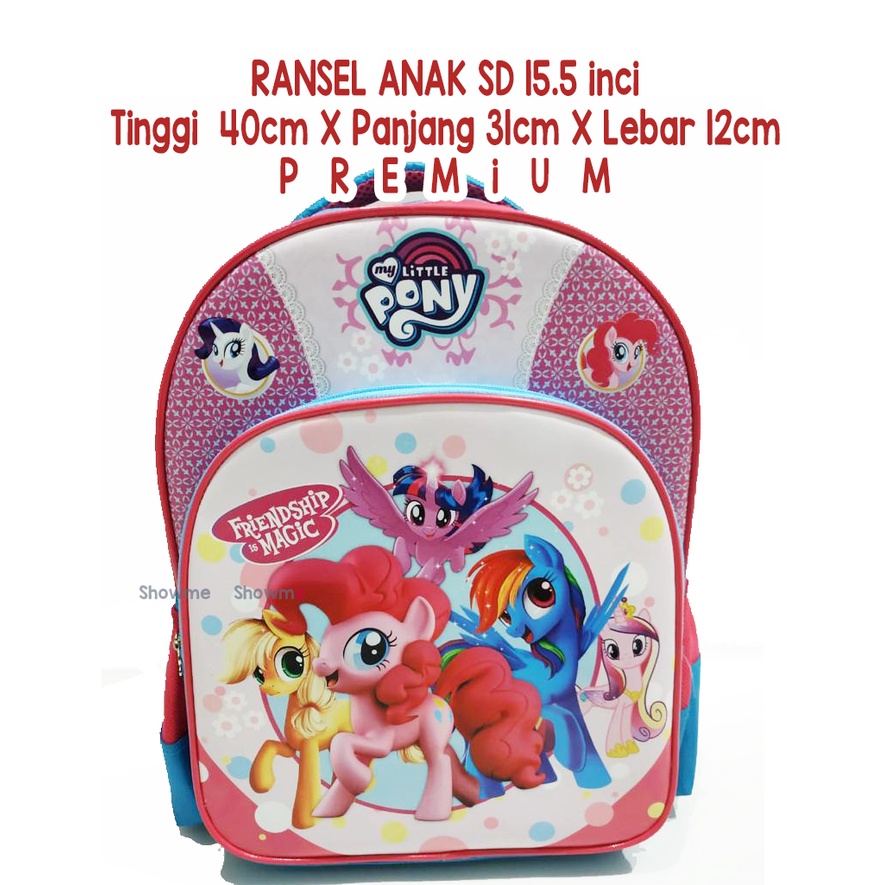 Showme Tas Ransel Anak Sekolah SD 15.5 inci (T40cm x P31cm x L12cm) Karakter MY LITTLE PONY