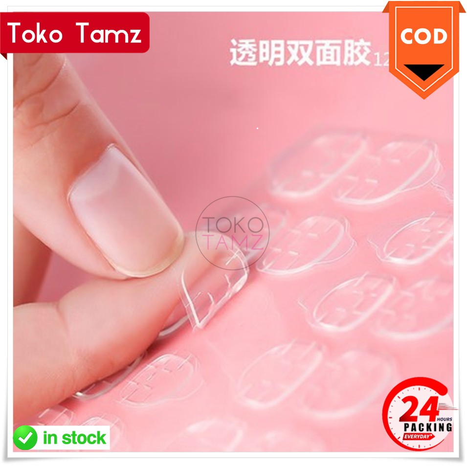 COD MAKASSAR 24PCS Lem kuku Palsu Double Tape - Lem Kuku Palsu Gel - Nail Glue Shopee Toko Tamz