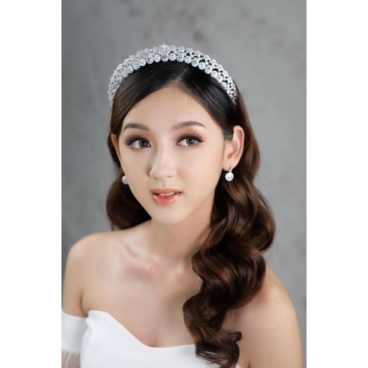 Zircon crown premium A001 mahkota wedding memanjang sampai telinga