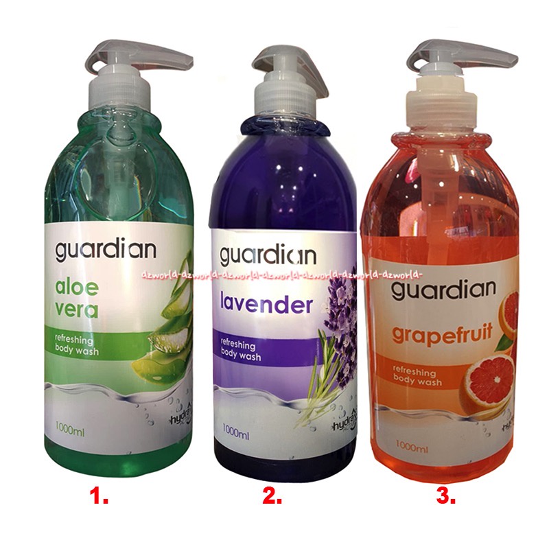 Guardian Refreshing Body Wash 1L Aloe Vera Lavender Grapefruit Sabun Mandi Cair Aroma Buah Bunga Liquid Bodywash 1000ml