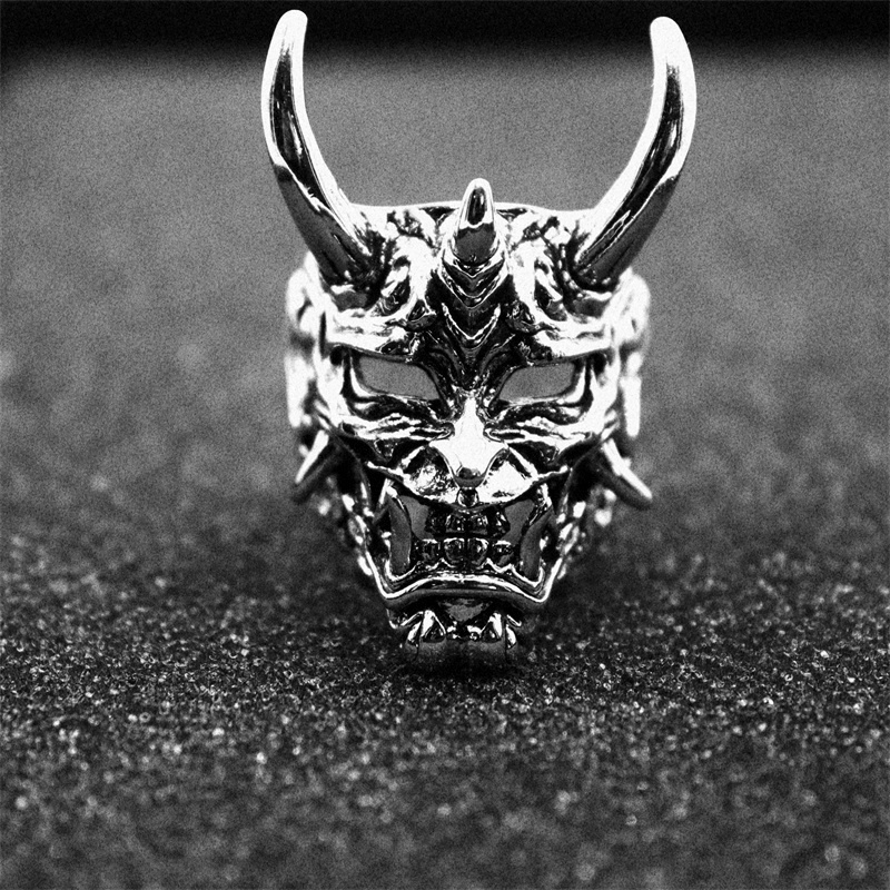 【COD】Cincin Desain Tengkorak Monster Prajna Demon Mask Gaya Retro Gothic Untuk Pria