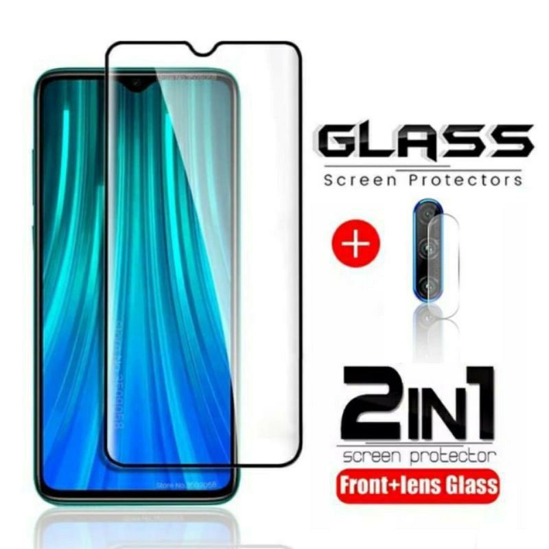 Tempered Glass Full Cover Xiaomi Redmi 9 Paket TG Antigores Pelindung Layar & Kamera Belakang