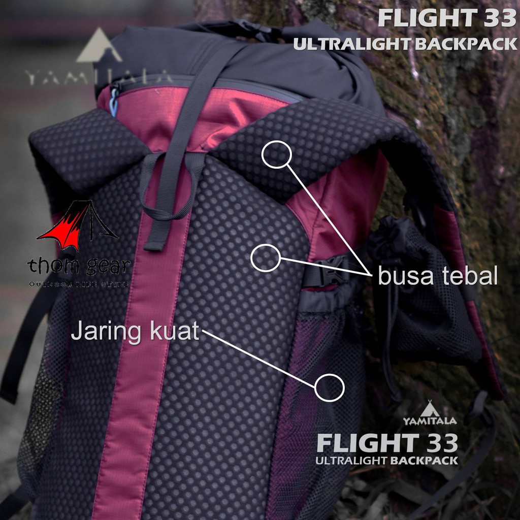 Tas Ransel Backpack Tas Carrier Tas Camping Hiking Gunung Kemah Outdoor Yamitala Flight 33 Waterproof Anti Air Original Thomgear Paiton Probolinggo