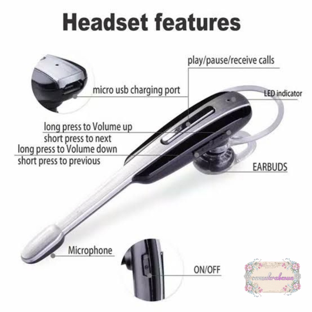 Headset Hf Bluetooth ORIGINAL HM1000 suara bagus baterai awet bisa all type merek smartphone SB3084