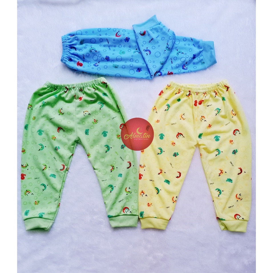 Celana Panjang Bayi Katun Motif / Celana Panjang Isi 3 Pcs