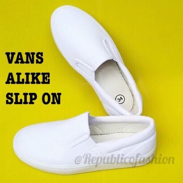 Sepatu slip on putih / slip on vans lookalike