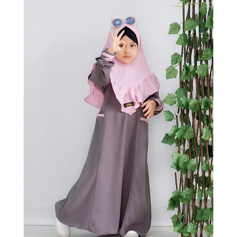 Gamis anak Afsheen set hijab malika
