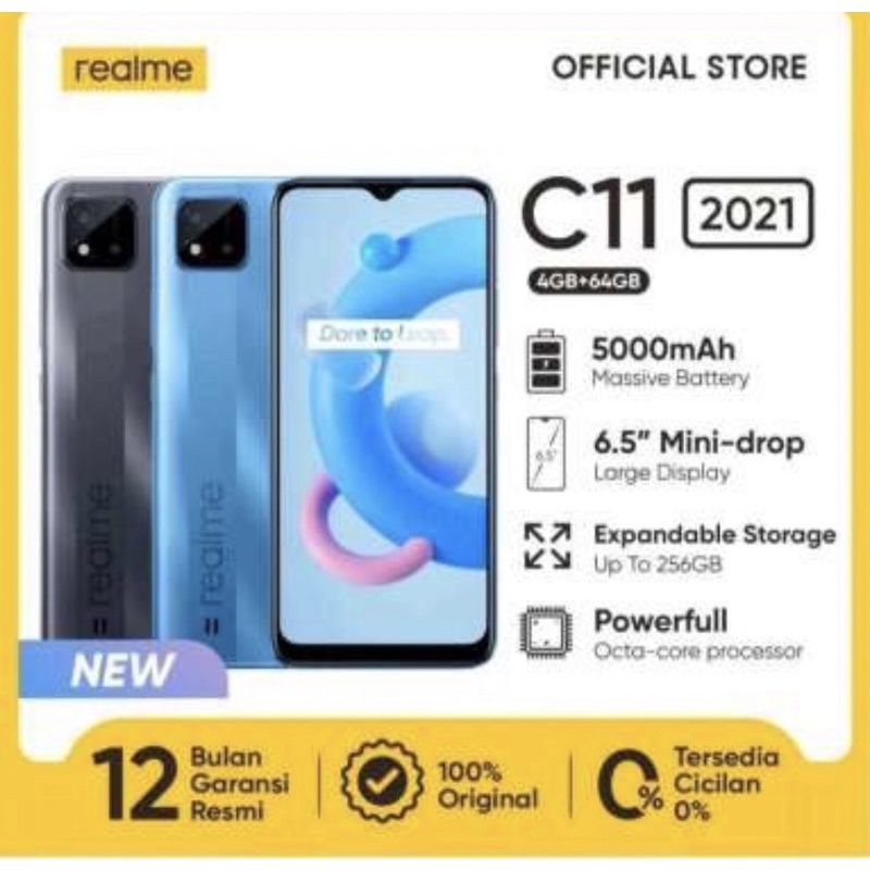 REALME C11 2020 2021 (4GB / 64GB) GARANSI RESMI REALME 1 TAHUN HP ANDROID