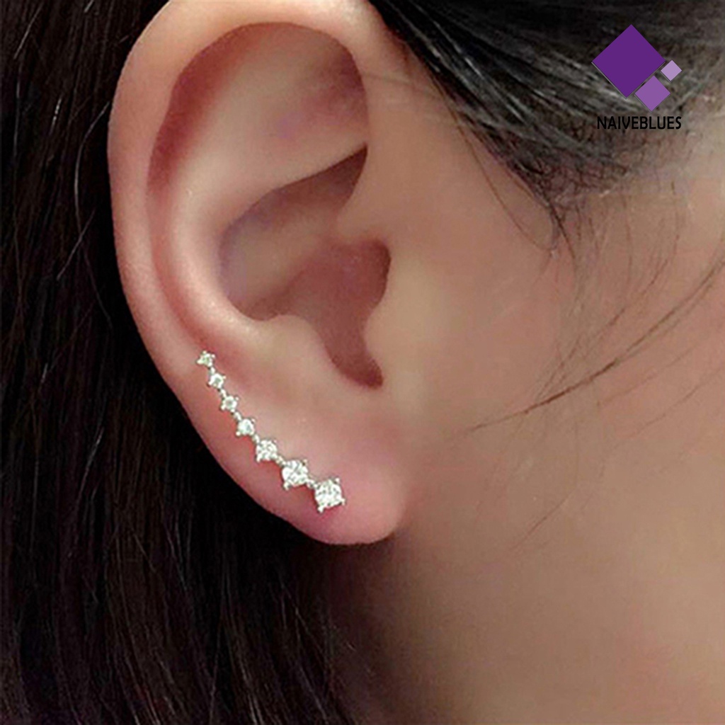 Anting Stud Klip Hook Berlian Imitasi Untuk Wanita