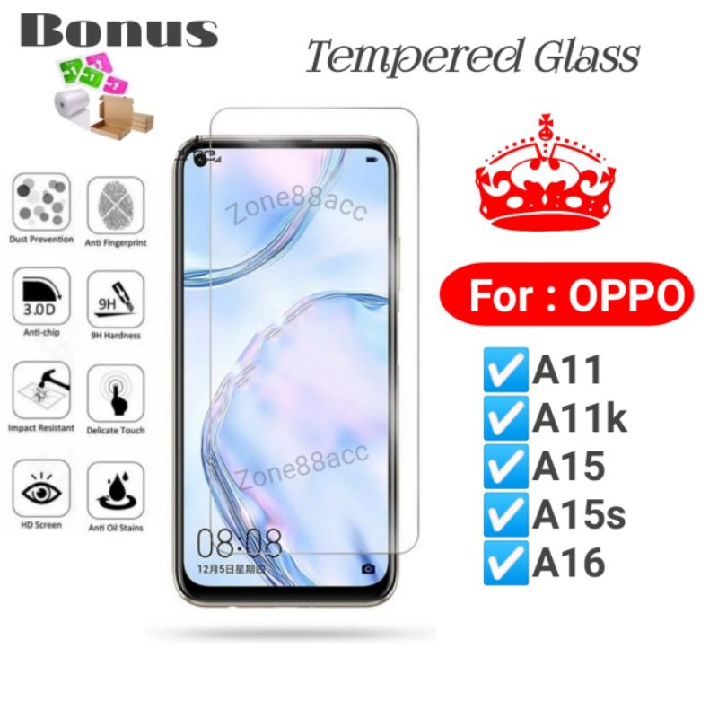 Antigores Tempered Glass Screen Guard protector Oppo A11 A11k A15 A15s A16 k s TG Bening Antiblue Spy Blue light Full Garskin Lensa Lens Pelindung Layar 9D