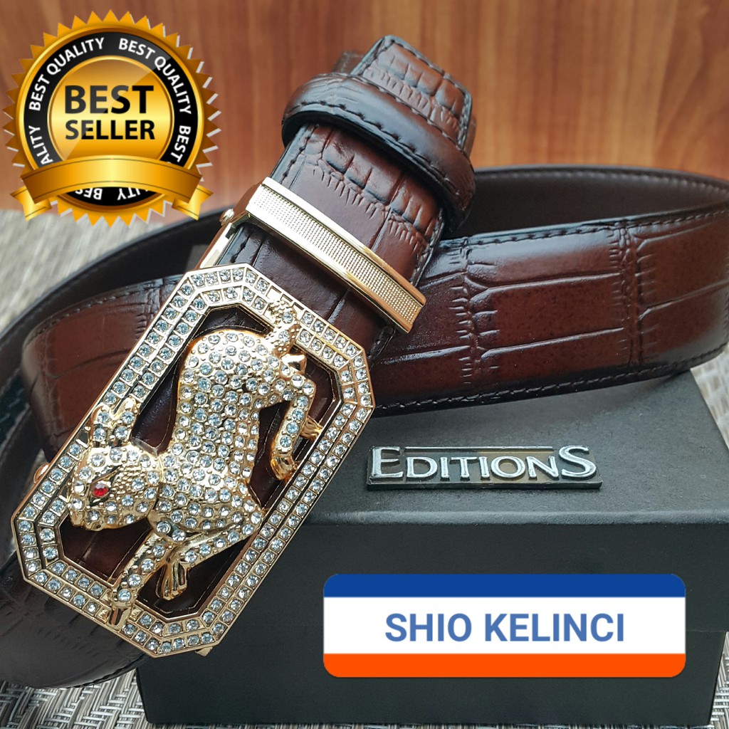 Premium SABUK GESPET TALI PINGGANG SHIO TIKUS KERBAU HARIMAU KELINCI ULAR KULIT ASLI IMP0RT