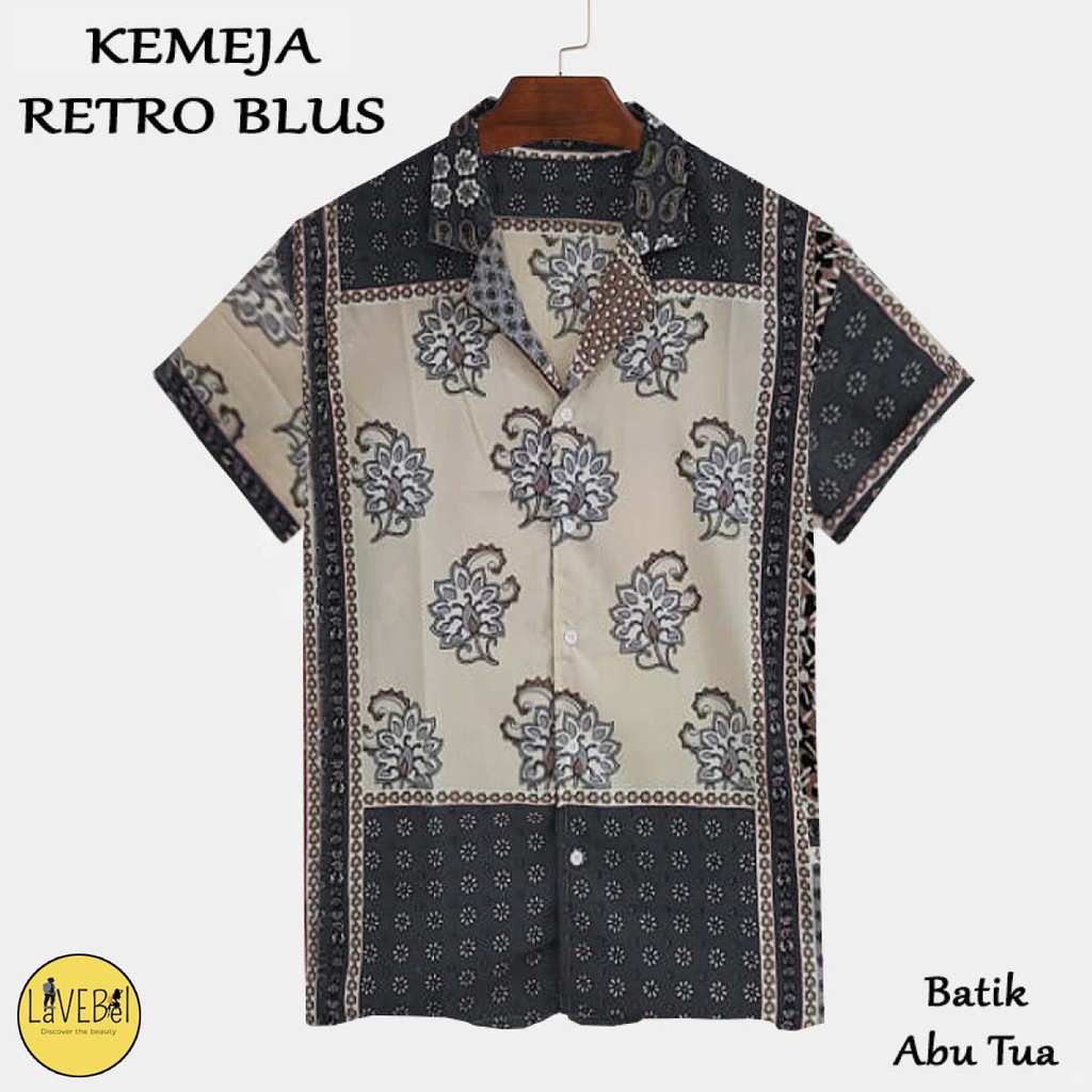 LVB Kemeja RETRO CORAK/Baju Santai/Atasan Wanita Pria/BLUS Motif Batik Bunga Daun/22443 22445 22447