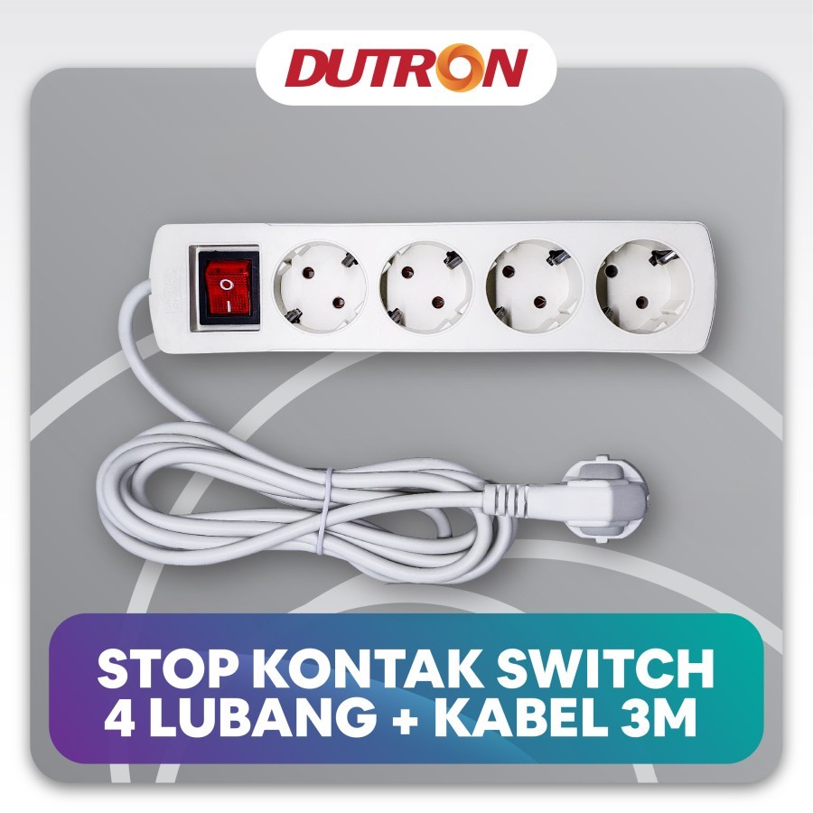 Terminal Stop Kontak Dutron 4 Lubang + Kabel 3 Meter + Steker