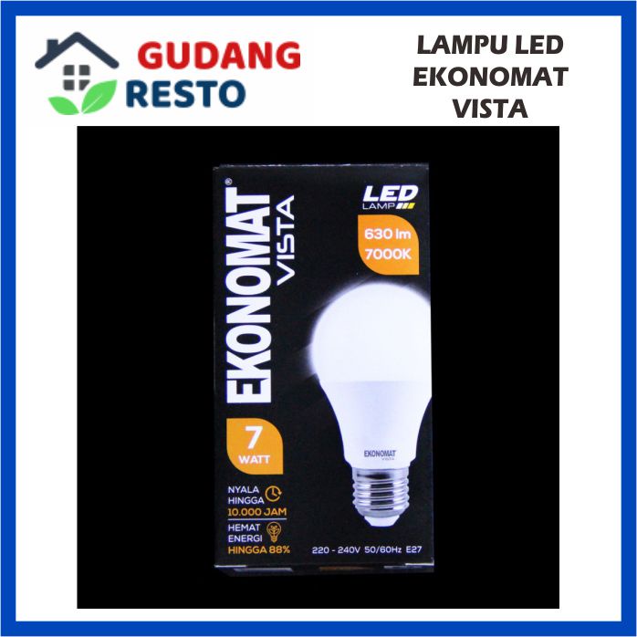 7W LAMPU EKONOMAT VISTA BOHLAM LED 7 W WATT 630LM PUTIH 7000K BULB BOLA LAMPU TERANG MURAH