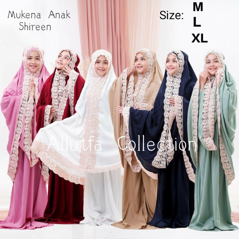 Mukena anak perempuan Shireen  Couple M L XL Tangung Katun Mikro Cantik