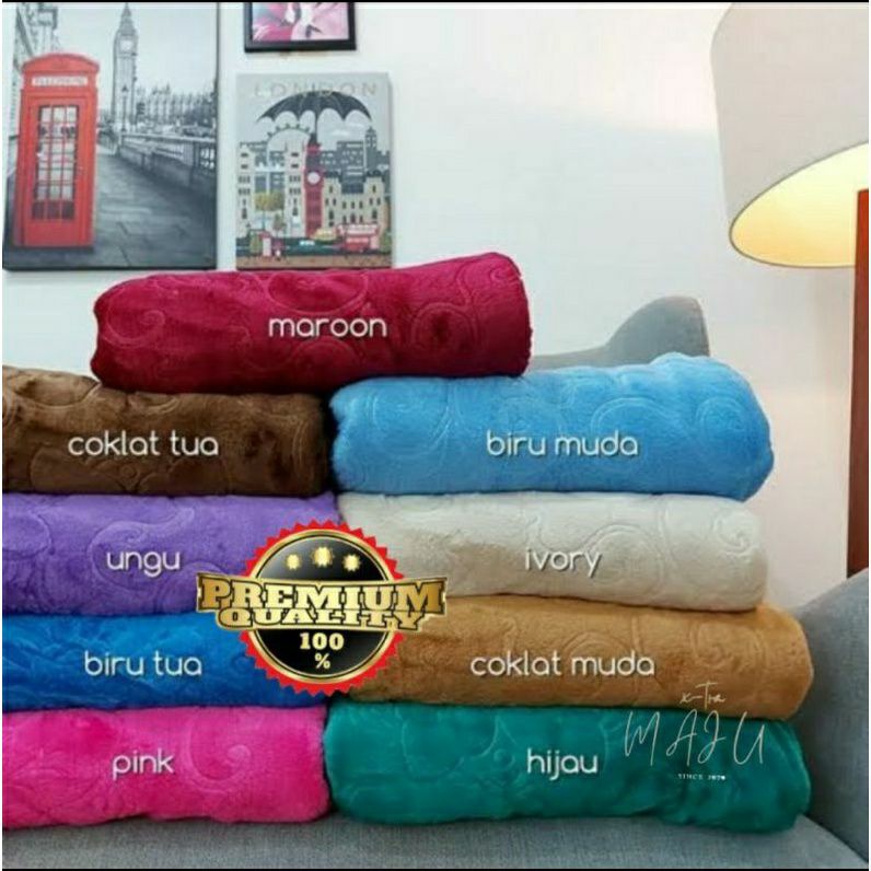 Selimut Bulu Tebal Polos Embos 200x230cm Super Halus Lembit Dewasa Termurah