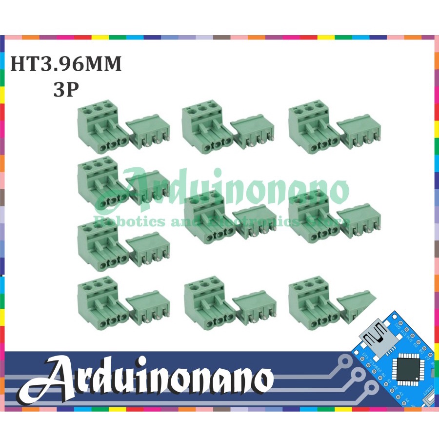 konektor green HT3.96mm 3p lurus terminal block connector HT 396 pair