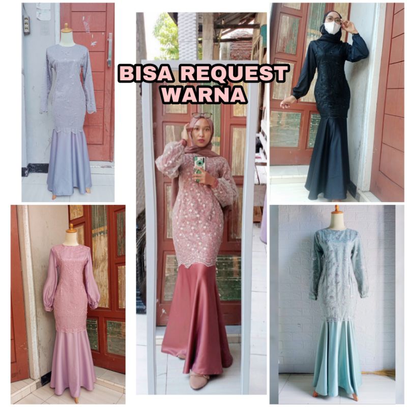 dress gamis kondangan brukat mermaid duyung hijab gamis murah berkualitas (NON PAYET)