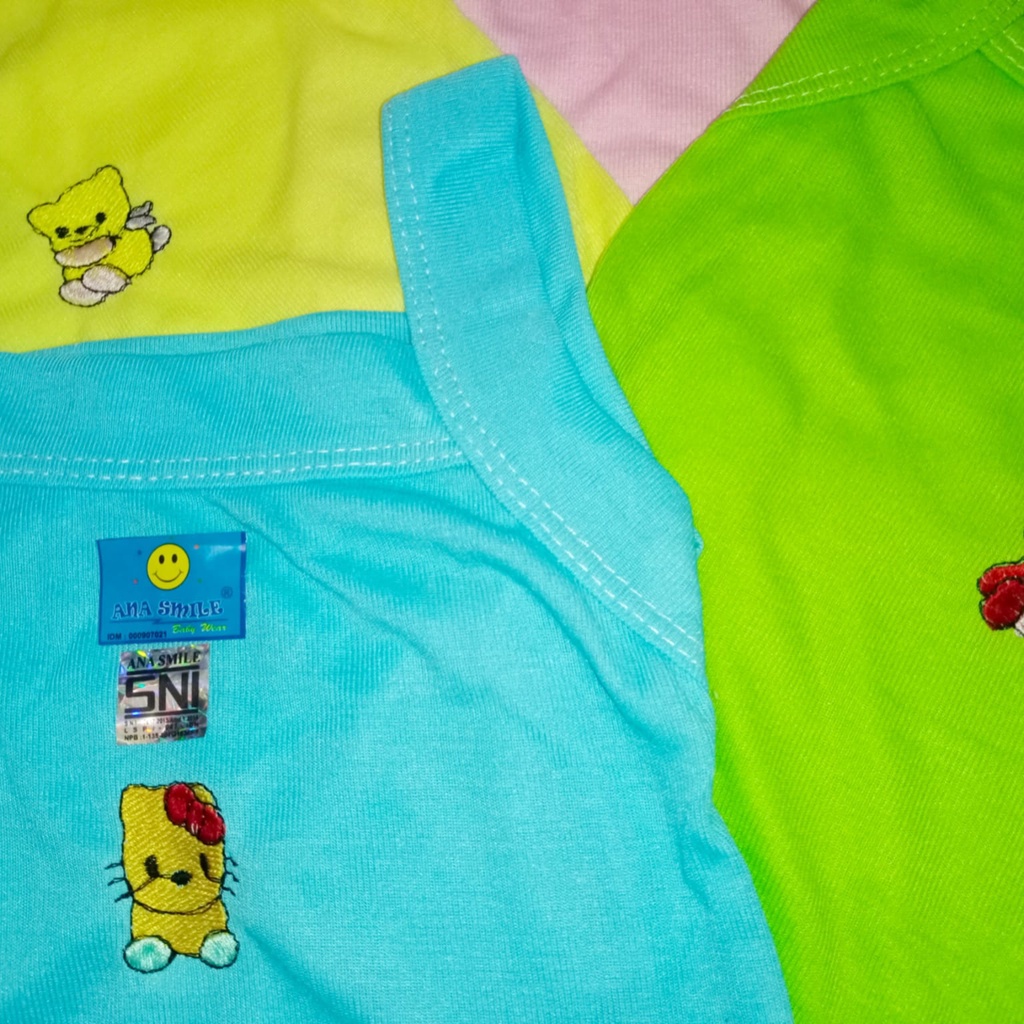 4 Pcs Singlet Bayi Perempuan All Size Usia 1-2 Tahun - Kaos Dalam Bayi Perempuan Model Leher Garis Lurus