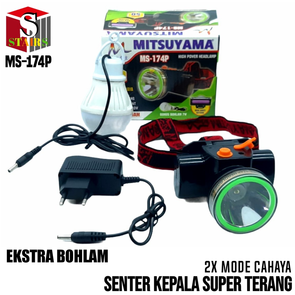 Senter Kepala LED Ekstra Bohlam Gantung Baterai Lithium 18650 MS-174P