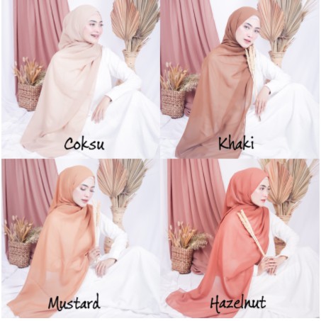 PASHMINA HIJAB - Bahan Ceruty Babydoll Lembut Adem - Warna Pastel Cantik