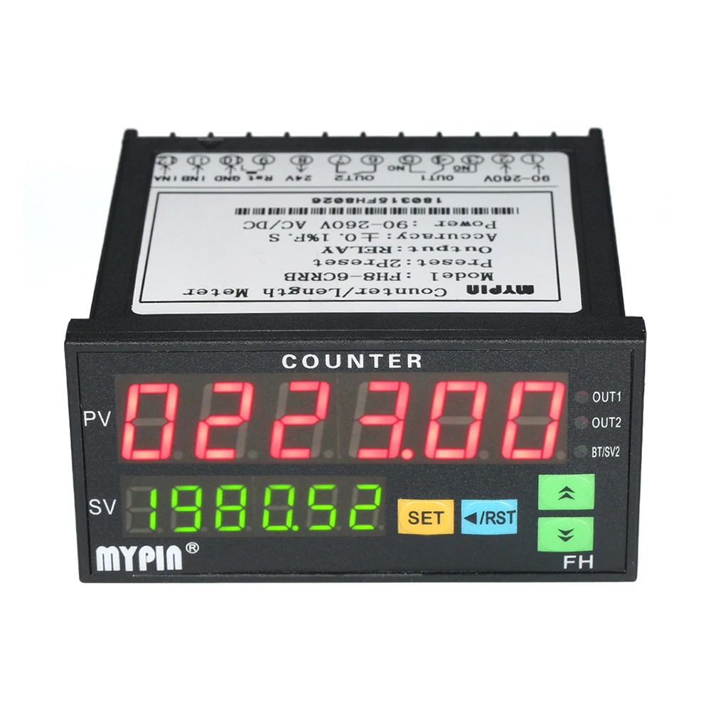 IMPORT Dual LED Display Digital Counter Electric Digital Counter Meter 90~265V AC/DC Length Meter