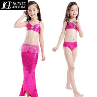  Set  3pcs Baju  Renang Bikini Anak  Perempuan  celana ekor 