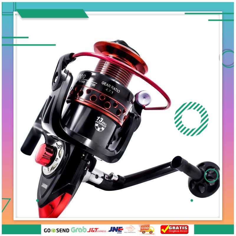 (BISA COD) FTIHSHPGold Sharking LK5000 Reel Pancing Spinning 5.2:1 Ball Bearing 13