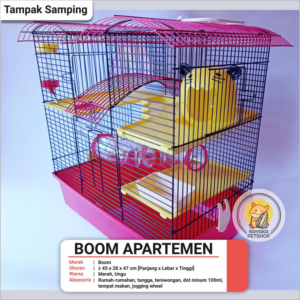 Boom Apartemen Kandang Hewan Hamster Tingkat 3 Lantai