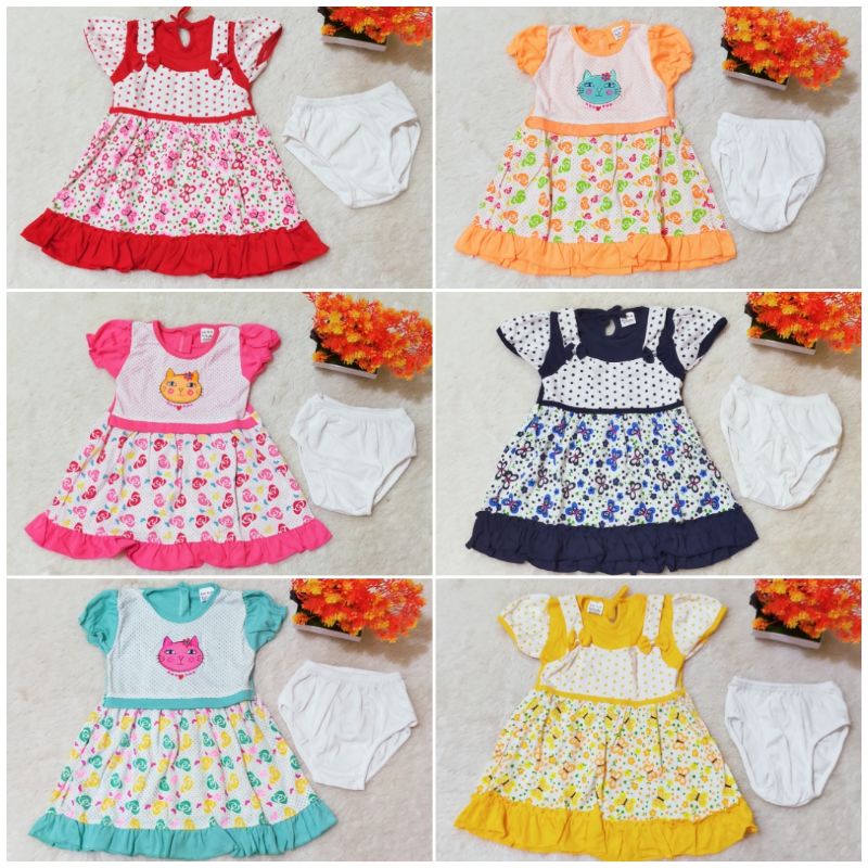 Rok Bayi Lucu Umur 3- 15 bln Bahan Tebal Baju Bayi Harian 1 tahun Dress Baby