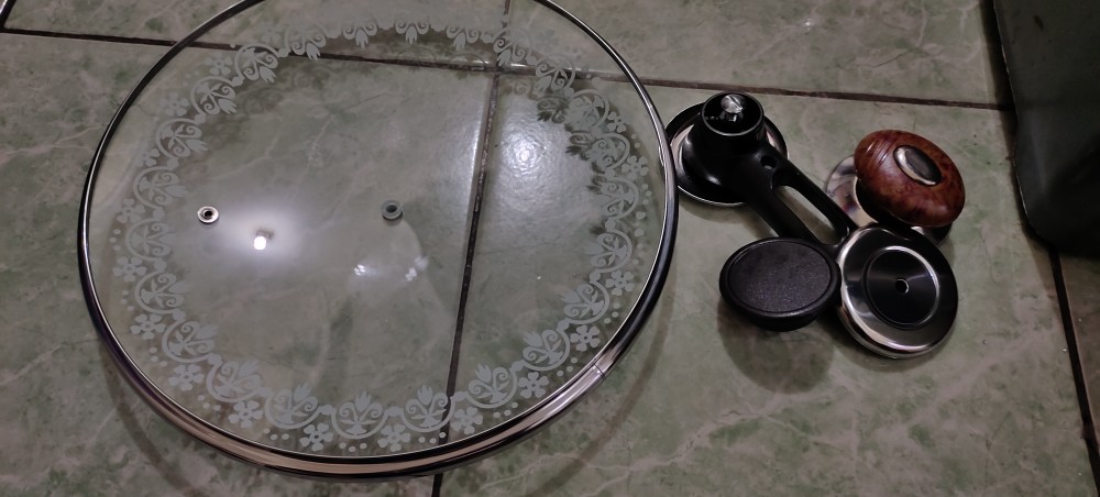 Terbaru Motif Bunga Tutup Panci Kaca Dengan Kaki Diameter +/- 27.8 Cm (panci Uk 28cm) + Handle Bulat