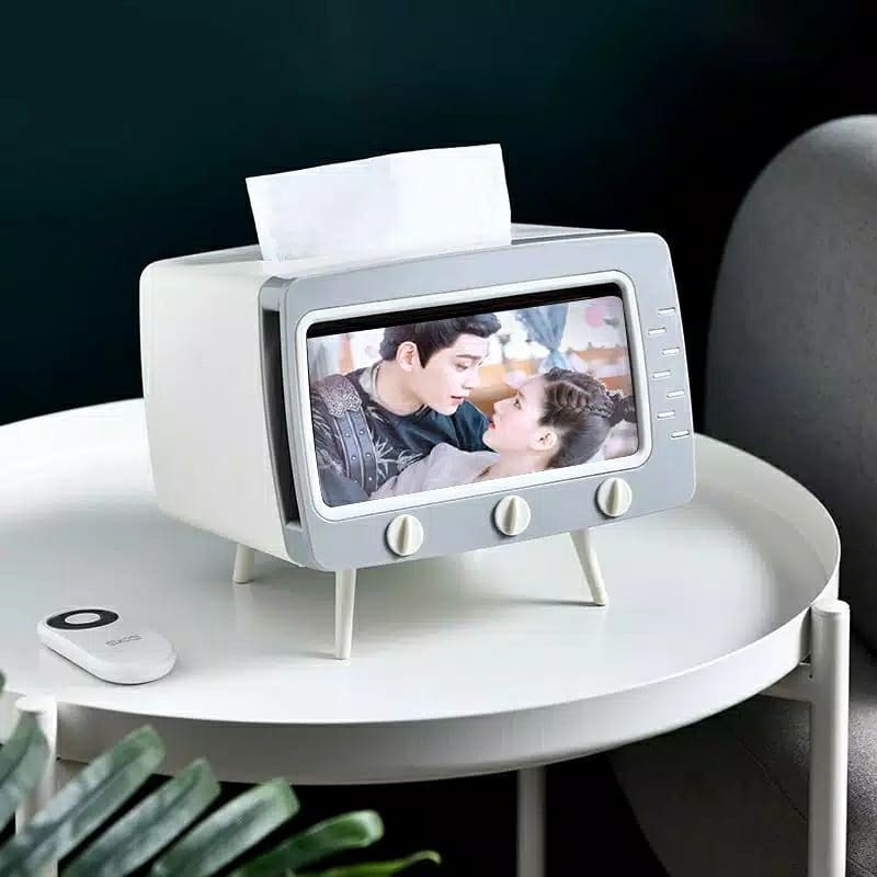 Retro TV Box stand phone holder + tempat tisu