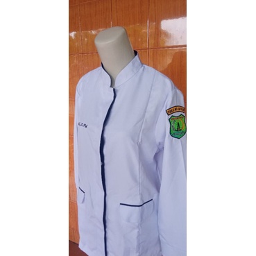 Baju Kemeja Dinas Hitam Putih + Bordir Nama + Logo / Baju Dinas Hitam Putih