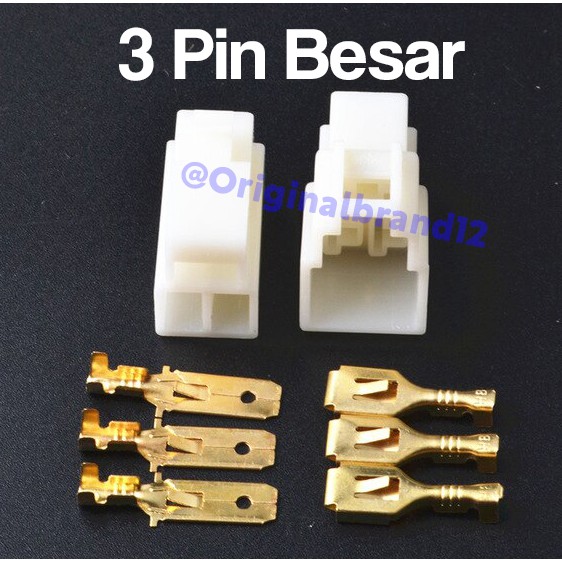 Socket 3 pin Besar + Skun / Soket Motor / Konektor /Kabel Motor