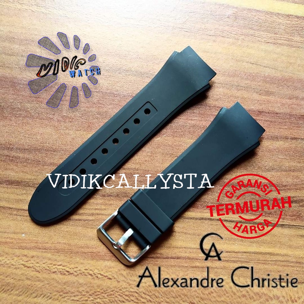 Tali Strap Jam tangan Alexandre Christie 6206 Tali Strap Rubber AC-6206 MF HITAM Oem