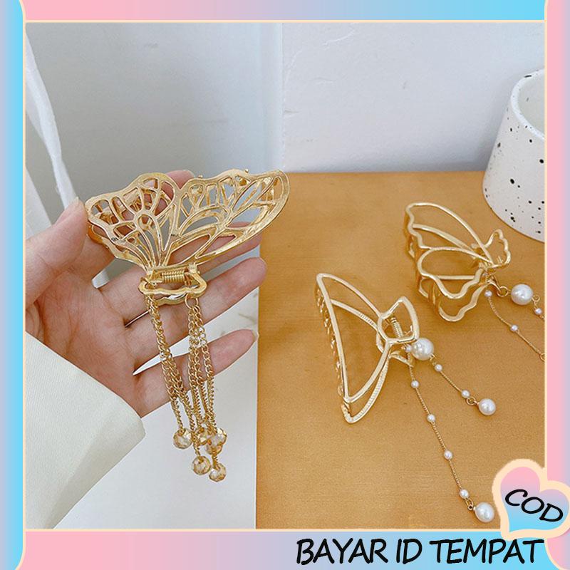 COD❤️ Butterfly Jepit Rambut Bentuk Kupu-Kupu Bahan Metal Ukuran Besar-A.one