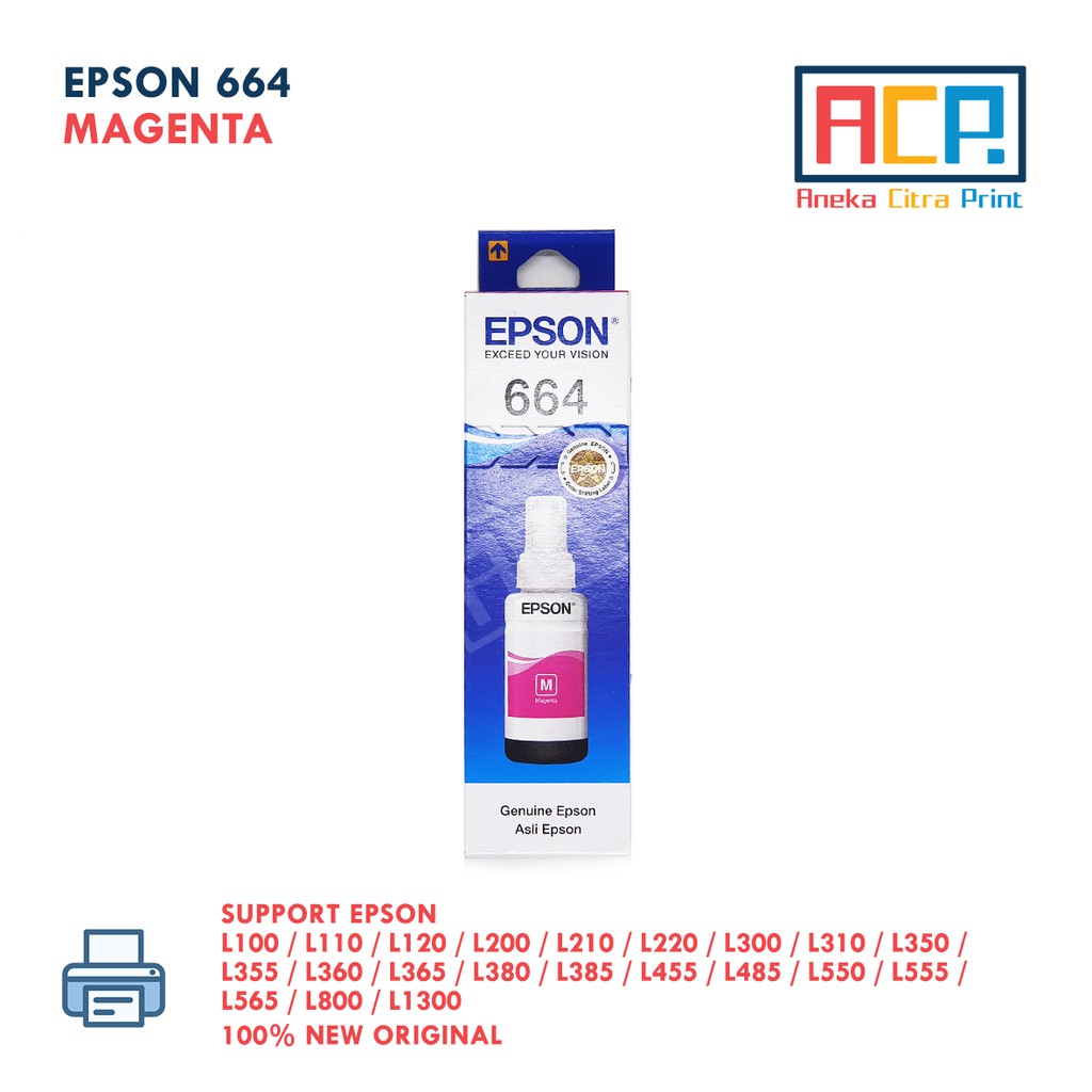 Tinta Epson Original 664 - Black / Cyan / Magenta / Yellow - L110 L200 L210 L220 L310 L350 L360 L485