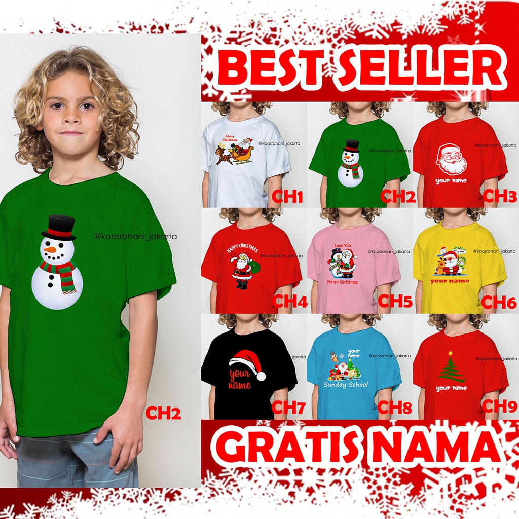 Grosir Kaos Natal Tema Santa Claus Sinterklas Pohon Natal Snowman Baju Ayah Ibu Anak Sekolah Minggu Shopee Indonesia