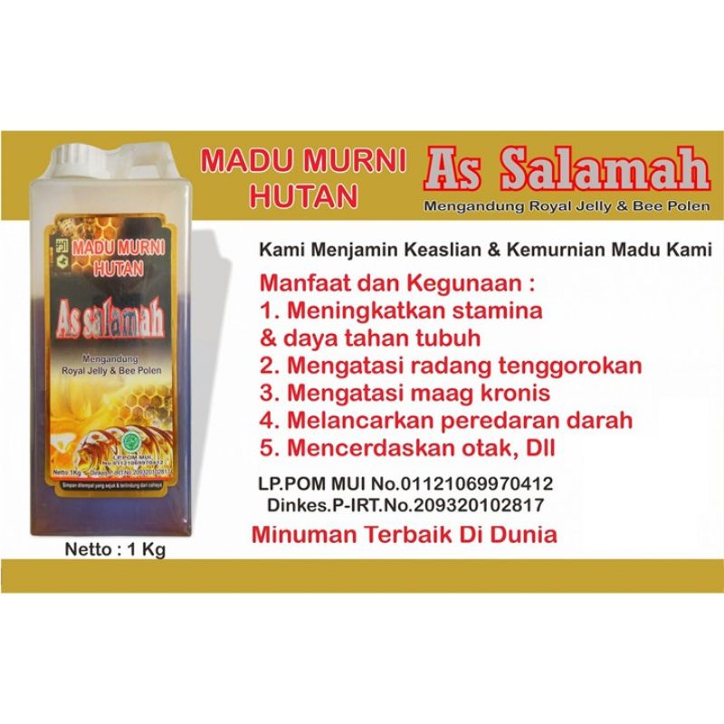 Madu Murni Hutan As Salamah 1kg - Madu Hutan Assalamah 1 kg ASLI