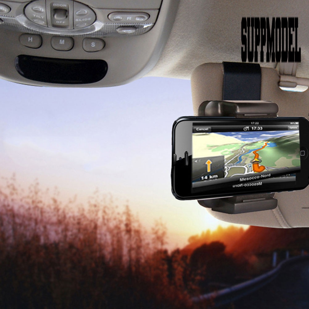 Stand Mount Sun Visor Mobil Rotasi 360 ° Holder Handphone / iPhone / Samsung / GPS