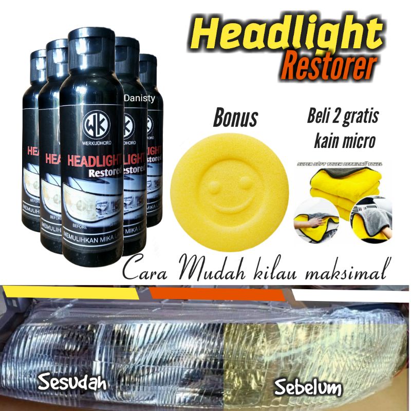 Pengkilap mika lampu mobil headlight restored polis mika