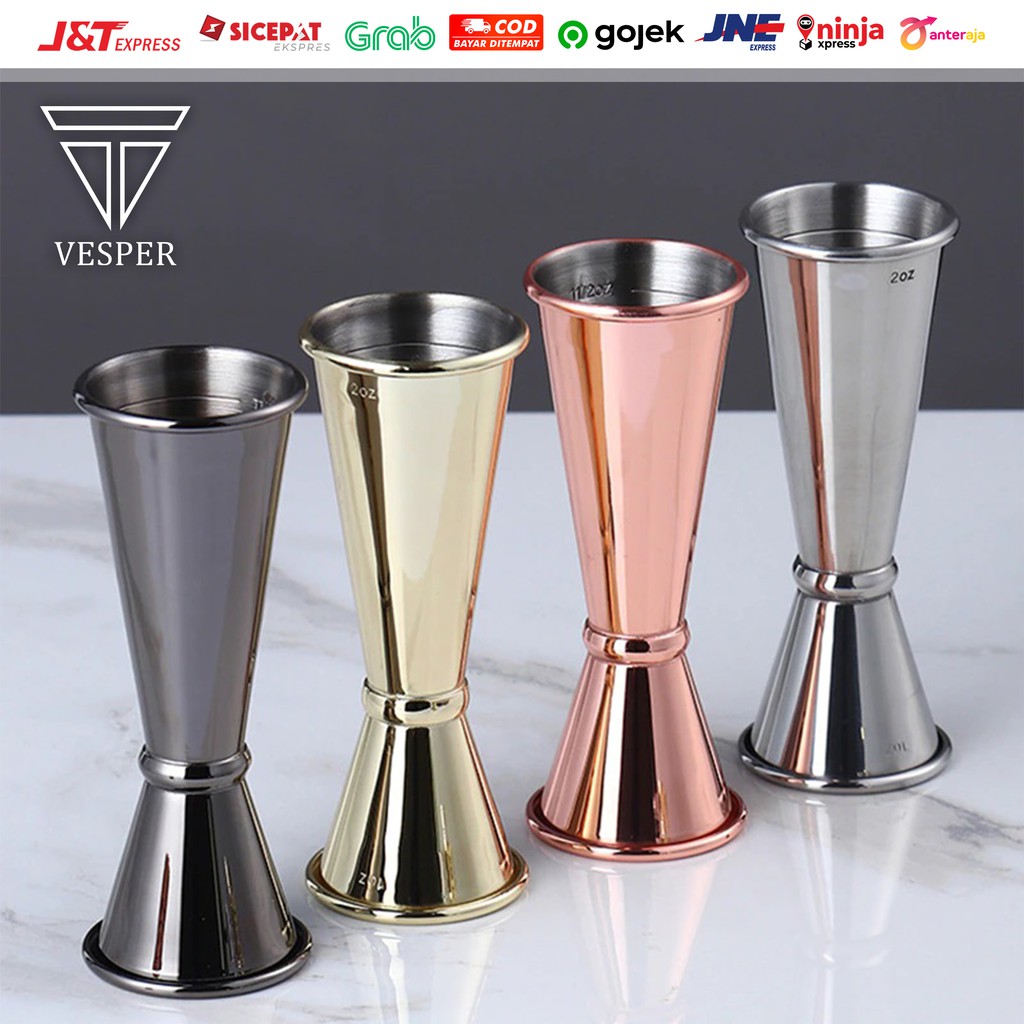 Jual Premium Jigger Stainless 3060ml Measuring Cup Gelas Takar Ukur Minuman Rosegold Gold 3377