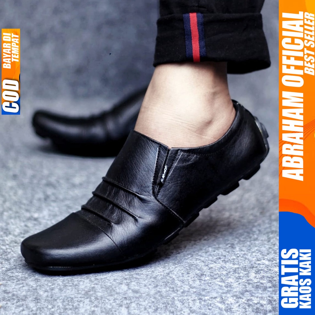 ABRAHAM FOLD Sepatu Casual Formal Kulit Pantofel Kerja