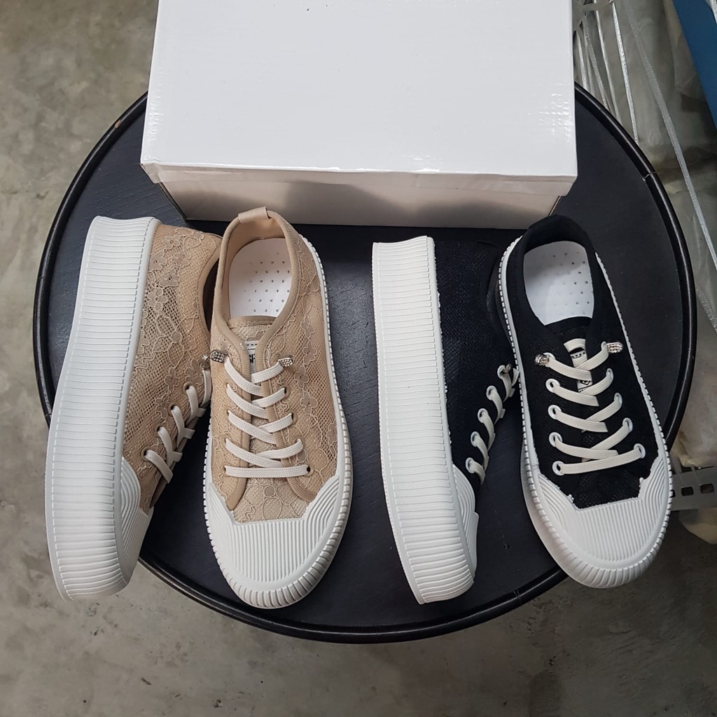 [✅BISA COD] 7001 SEPATU WANITA SOL TEBAL MESH BUNGA (REAL PICTURE)