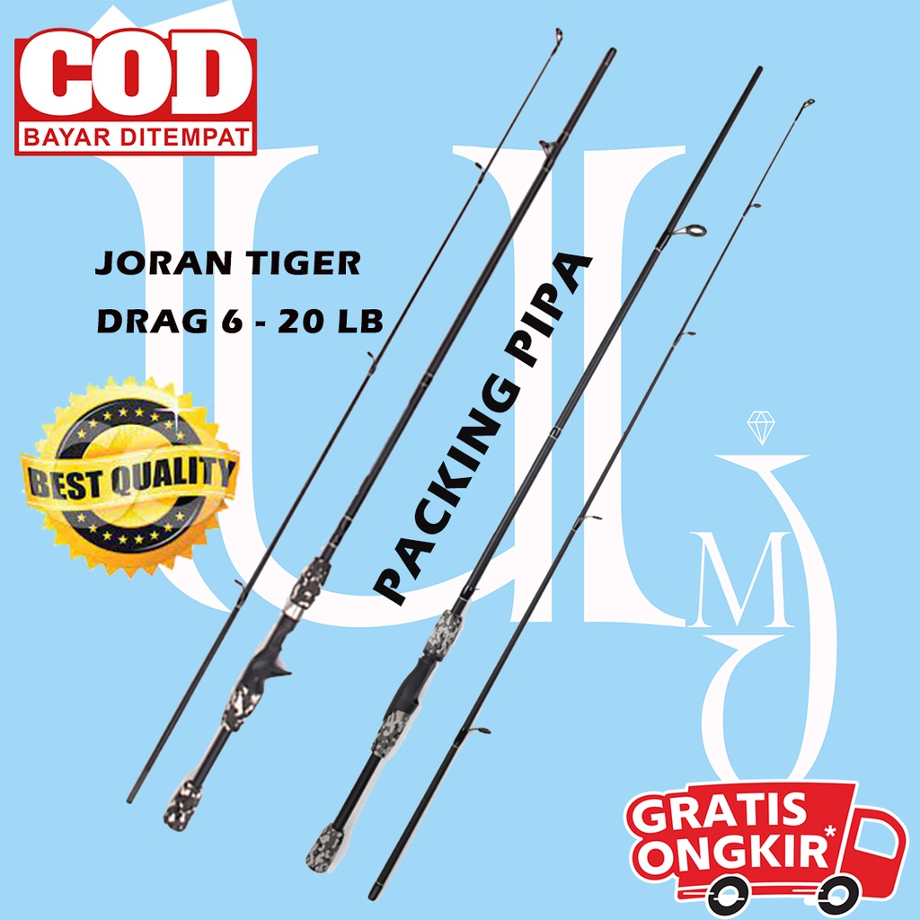 TIGER Joran pancing Spinning Casting 6 - 20 LB sambung 2 handle carbon fiber 1.8m (m
