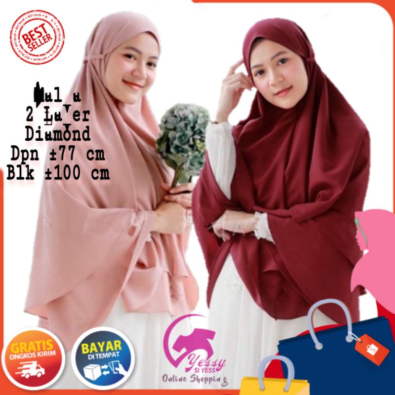 Kerudung Kalya Khimar Syari Krudung Instant 2 Layer Jumbo Non Pet Tali Jilbab Hijab Instan
